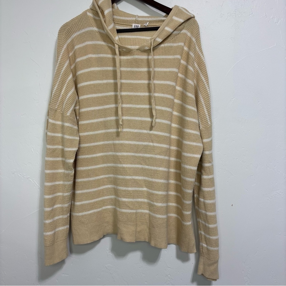 GAP XXL 2XL Women's Striped Sweater Hoodie Pullover Cotton Neutral Stripe